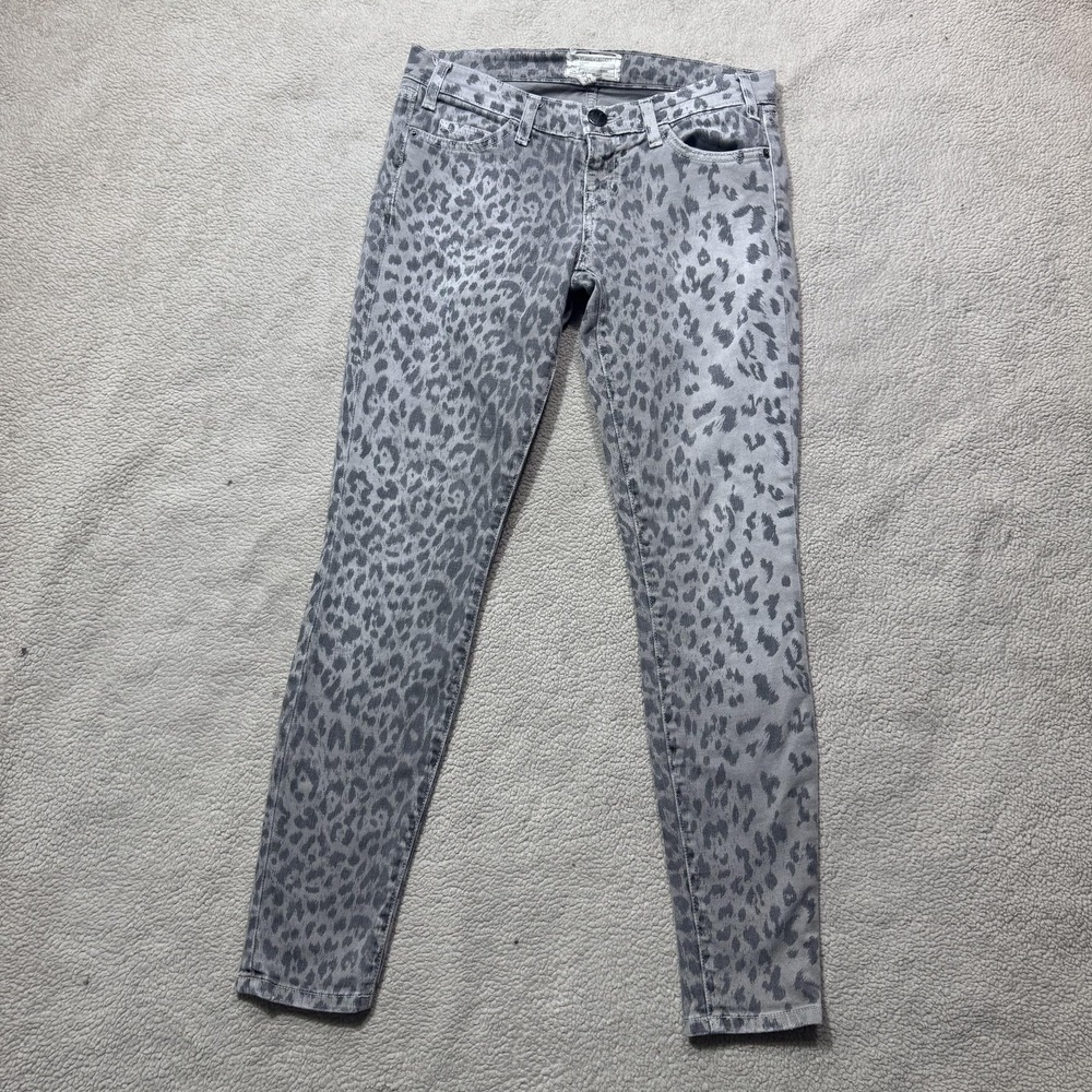 Current Elliott Jeans Womens 25‎ Grey Leopard Skinny Stiletto Cropped Made USA